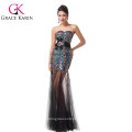 New Arrival Strapless Sexy See Through Long Skirt Sequin Prom Dress CL6026